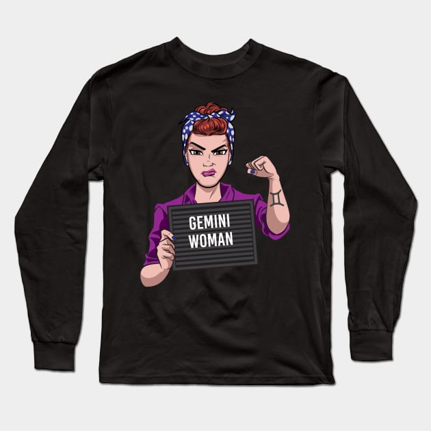 Gemini Woman Long Sleeve T-Shirt by Surta Comigo